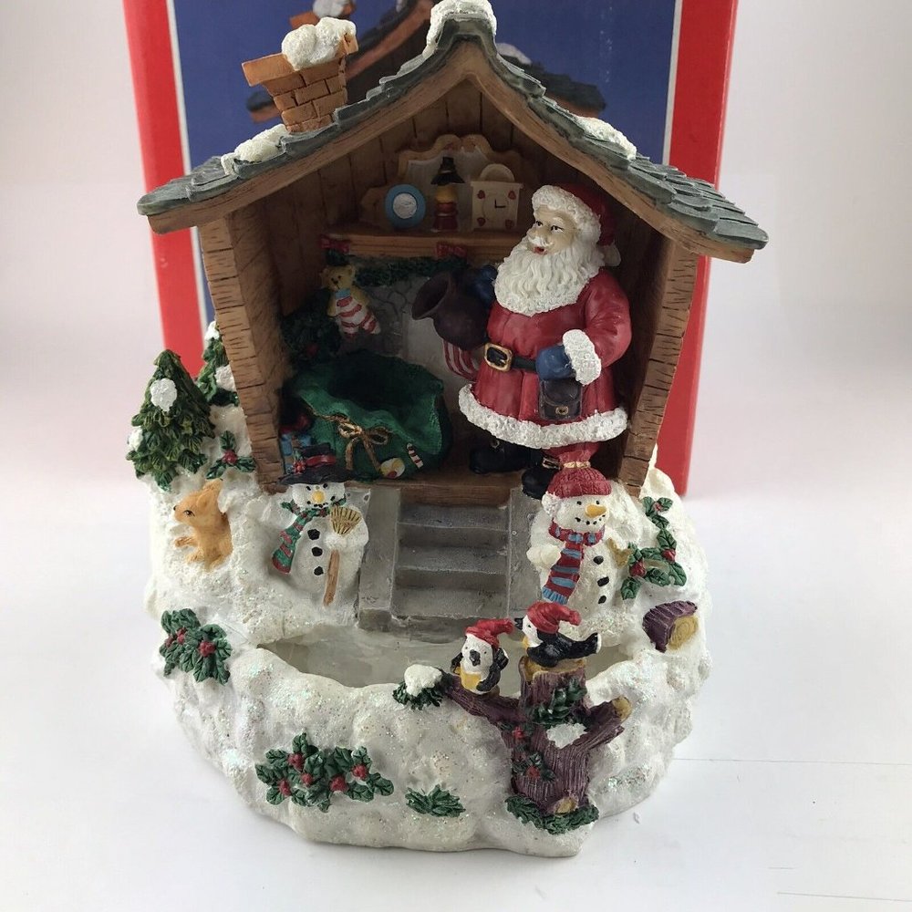 HERITAGE‎ MINT HOLIDAY COLLECTION MUSICAL WATER FOUNTAIN SANTA WORKSHOP Vintage